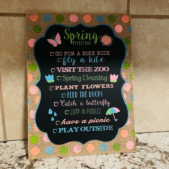 Polkadot Print Spring To Do Chalk Board Check List Sign - Picture 4 of 10
